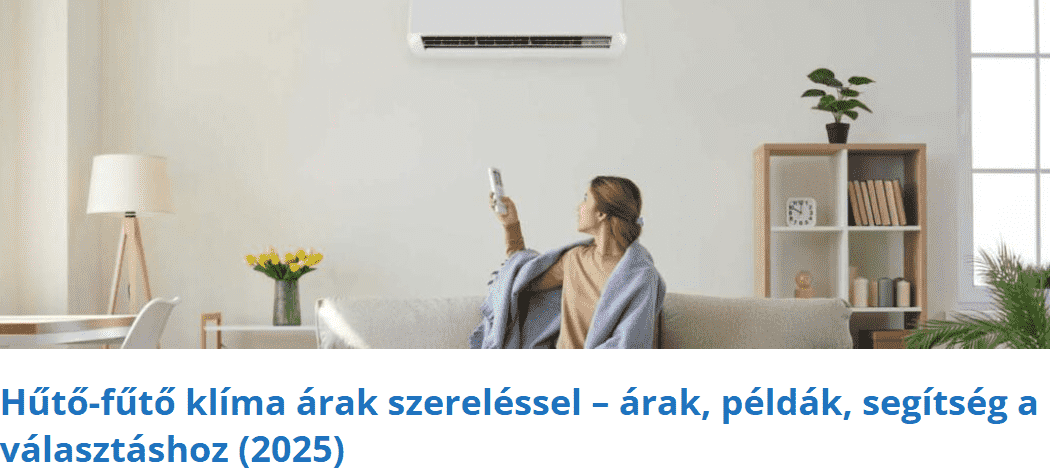 hűtő-fűtő klíma árak szereléssel